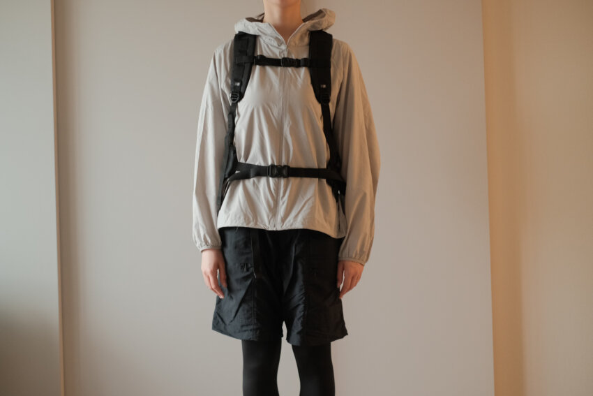 カリマータトラ20のチェストストラップとヒップベルト部分