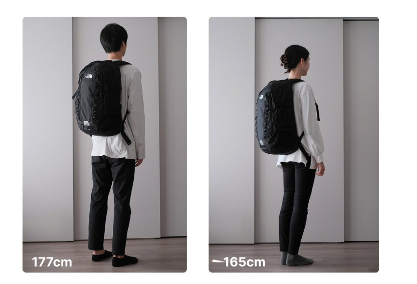 ノースフェイスビッグショットを背負った男女の比較写真