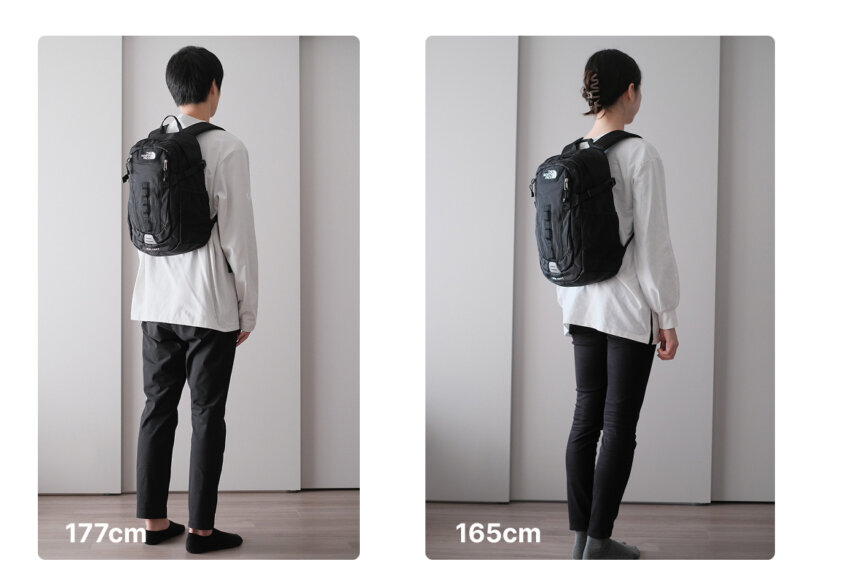 ノースフェイスミニショットの男女別のコーデ